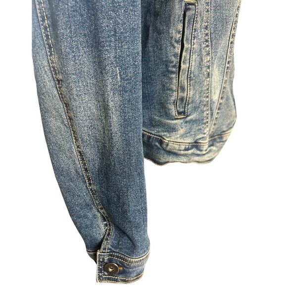 Torrid Denim Trucker Jean Jacket Womens Blue DIstressed Stretch Pockets Plus 00 - Picture 9 of 13